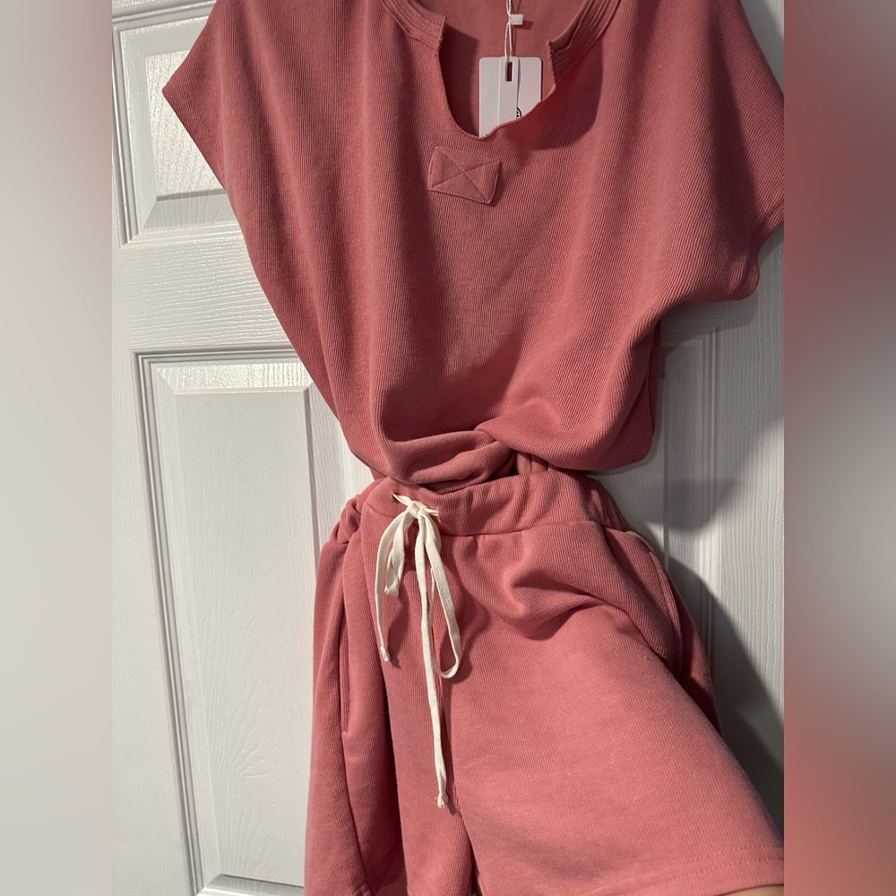 Peach merokeety short sleeve lounge wear set - Picture 4 of 5